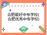 合肥最好中专学校(合肥优秀中专学校)