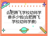 合肥腾飞学校幼师学费多少钱(合肥腾飞学校幼师学费)