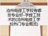 沧州电焊工学校有哪些专业好-学焊工技术的(沧州电焊工学校热门专业概览)