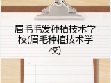 眉毛毛发种植技术学校(眉毛种植技术学校)