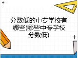分数低的中专学校有哪些(哪些中专学校分数低)