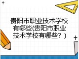 贵阳市职业技术学校有哪些(贵阳市职业技术学校有哪些？)