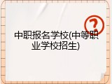 中职报名学校(中等职业学校招生)