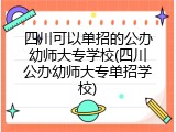 四川可以单招的公办幼师大专学校(四川公办幼师大专单招学校)