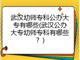 武汉幼师专科公办大专有哪些(武汉公办大专幼师专科有哪些？)