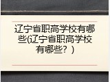 辽宁省职高学校有哪些(辽宁省职高学校有哪些？)