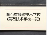 黄石有哪些技术学校(黄石技术学校一览)