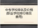 中专学校排名及价格(职业学校排行榜及费用)