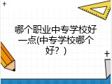 哪个职业中专学校好一点(中专学校哪个好？)