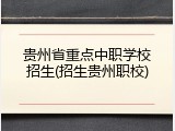 贵州省重点中职学校招生(招生贵州职校)