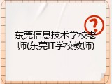 东莞信息技术学校老师(东莞IT学校教师)
