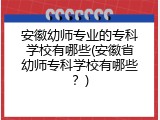 安徽幼师专业的专科学校有哪些(安徽省幼师专科学校有哪些？)