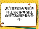 湛江非师范类考取幼师证报考条件(湛江非师范幼师证报考条件)