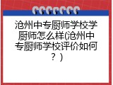 沧州中专厨师学校学厨师怎么样(沧州中专厨师学校评价如何？)