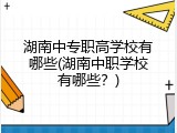 湖南中专职高学校有哪些(湖南中职学校有哪些？)