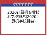 2020计算机专业技术学校排名(2020计算机学校排名)