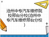 沧州中专汽车维修院校邢台分校(沧州中专汽车维修邢台分校)