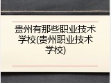 贵州有那些职业技术学校(贵州职业技术学校)
