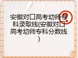 安徽对口高考幼师专科录取线(安徽对口高考幼师专科分数线)