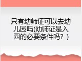 只有幼师证可以去幼儿园吗(幼师证是入园的必要条件吗？)
