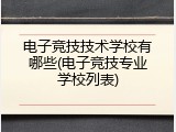 电子竞技技术学校有哪些(电子竞技专业学校列表)