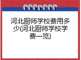 河北厨师学校费用多少(河北厨师学校学费一览)