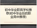 初中毕业职高学校推荐(初中毕业后的职业高中推荐)