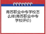 青苏职业中专学校怎么样(青苏职业中专学校评价)