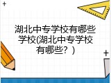 湖北中专学校有哪些学校(湖北中专学校有哪些？)