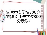 湖南中专学校300分的(湖南中专学校300分录取)