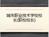 城市职业技术学校校长(职校校长)