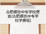 合肥哪些中专学校便宜(合肥哪些中专学校学费低)