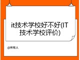 it技术学校好不好(IT技术学校评价)