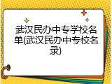 武汉民办中专学校名单(武汉民办中专校名录)