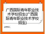 广西国际青年职业技术学校招生(广西国际青年职业技术学校招生)