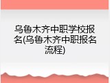 乌鲁木齐中职学校报名(乌鲁木齐中职报名流程)