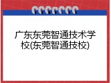 广东东莞智通技术学校(东莞智通技校)