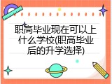 职高毕业现在可以上什么学校(职高毕业后的升学选择)