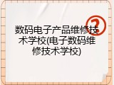 数码电子产品维修技术学校(电子数码维修技术学校)