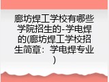 廊坊焊工学校有哪些学院招生的-学电焊的(廊坊焊工学校招生简章：学电焊专业)