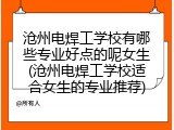 沧州电焊工学校有哪些专业好点的呢女生(沧州电焊工学校适合女生的专业推荐)