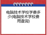 电脑技术学校学费多少(电脑技术学校费用查询)