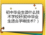 初中毕业生读什么技术学校好(初中毕业生适合学啥技术？)
