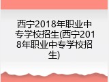西宁2018年职业中专学校招生(西宁2018年职业中专学校招生)