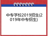 中专学校2019招生(2019年中专招生)