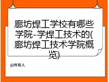 廊坊焊工学校有哪些学院-学焊工技术的(廊坊焊工技术学院概览)
