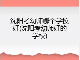沈阳考幼师哪个学校好(沈阳考幼师好的学校)