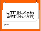 电子职业技术学校(电子职业技术学府)