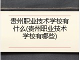 贵州职业技术学校有什么(贵州职业技术学校有哪些)