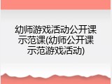 幼师游戏活动公开课示范课(幼师公开课示范游戏活动)